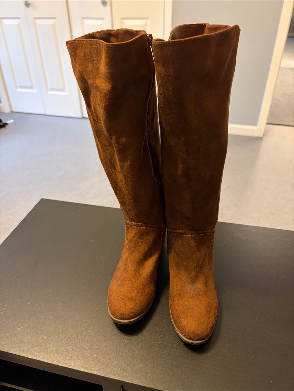 Universal Thread Tall Suede Over-the-Knee Boots in Cognac Brown